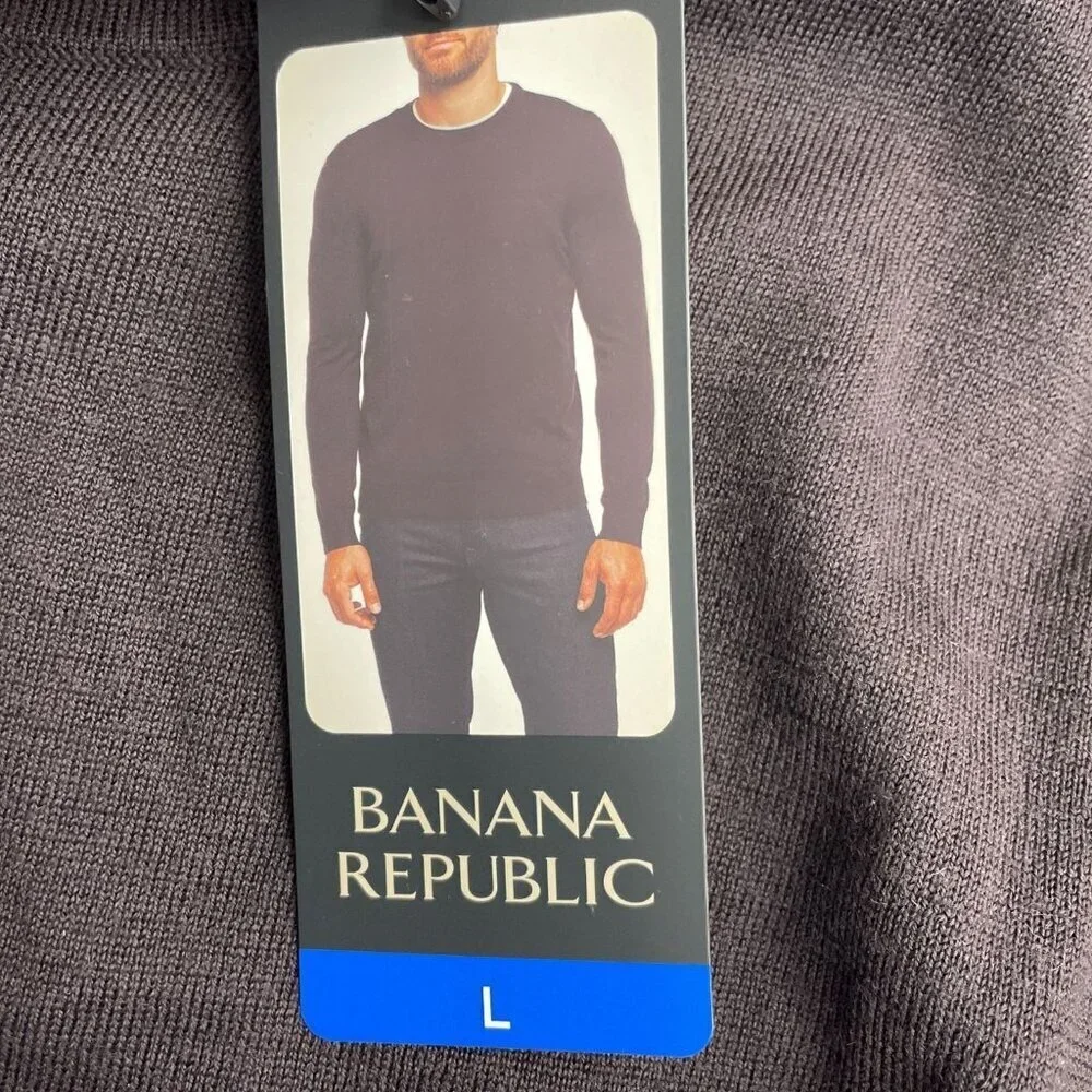 NEW Banana Republic Men's L Brown 100% Merino Wool Sweater Crew neck  M0118